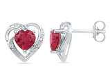 2.20 Carat (ctw) Lab-Created Ruby Heart Earrings in Sterling Silver
